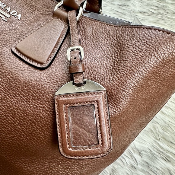 🔥 Prada Brown Large Leather bag - Expandable Sides - Picture 6 of 13